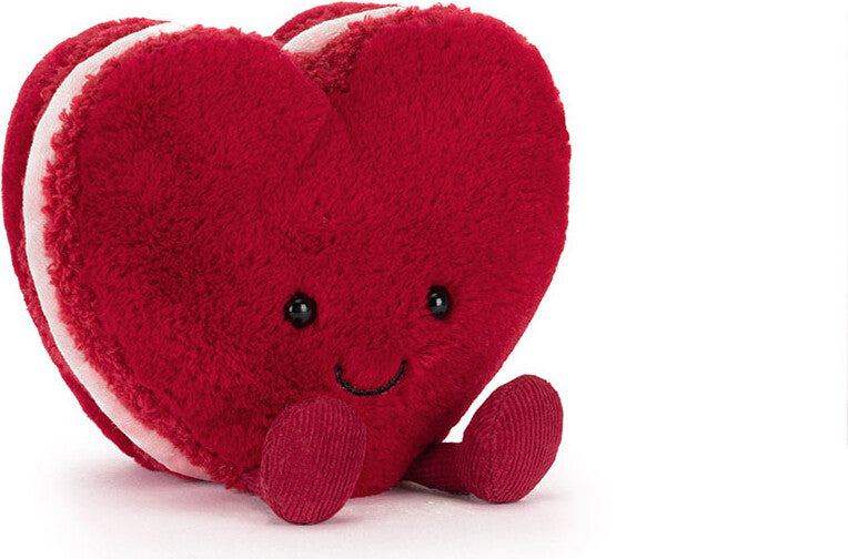 Amuseables Arlette Red Heart Macaron plush toy with a smiling face on a white background