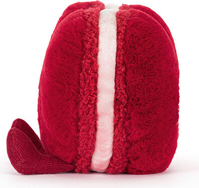 Side view of a red plush toy Amuseables Arlette Red Heart Macaron on a white background