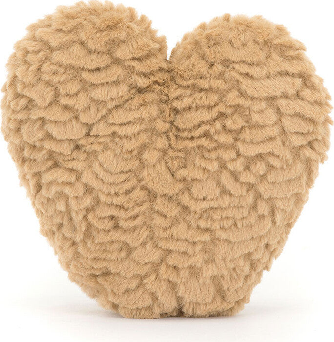 Amuseables Philippe Palmier soft, plush heart-shaped toy with a textured, curly beige fur surface, perfect for cozy and playful moments.