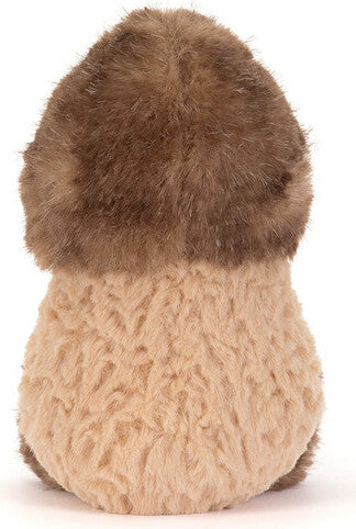 A plushAmuseables Peanut Yeti Outfit toy with a textured beige body and a fluffy brown faux-fur , shown against a plain white background.