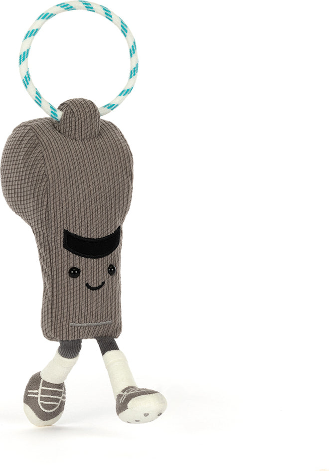 Amuseables Sports Walston Whistle toy with a smiling face, gray body, and white legs on a white background