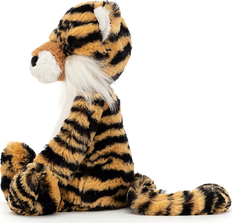 Soft and cuddly Bashful Tiger Medium plush with realistic tiger stripes and a friendly face, perfect as a toddler toy or stuffed animal gift.
