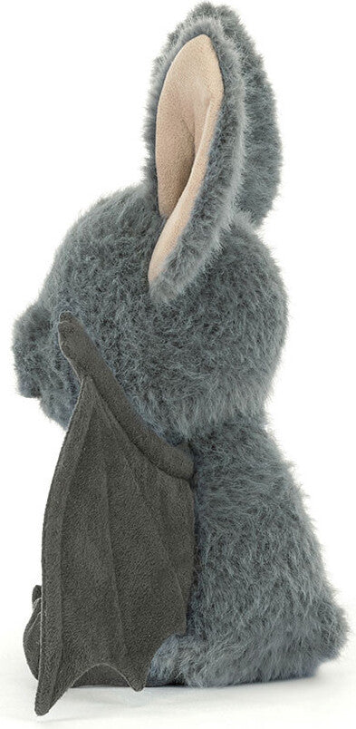 Plush toy Broox Bat with gray fur on a white background