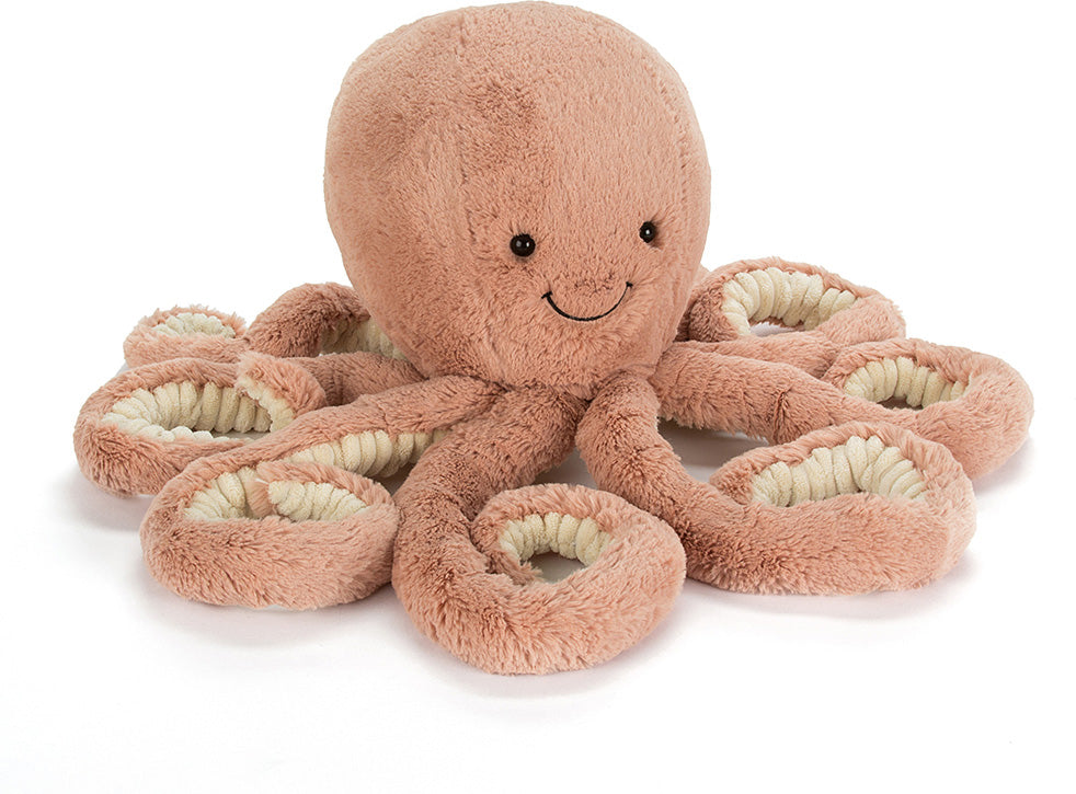 Plush Odell Octopus Large with a smiling face on a white background