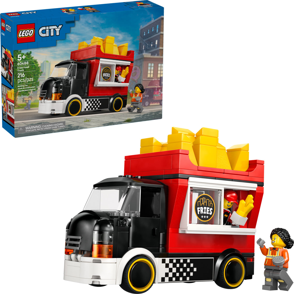 LEGO City Great Vehicles: Fries Food Truck set with packaging in the background