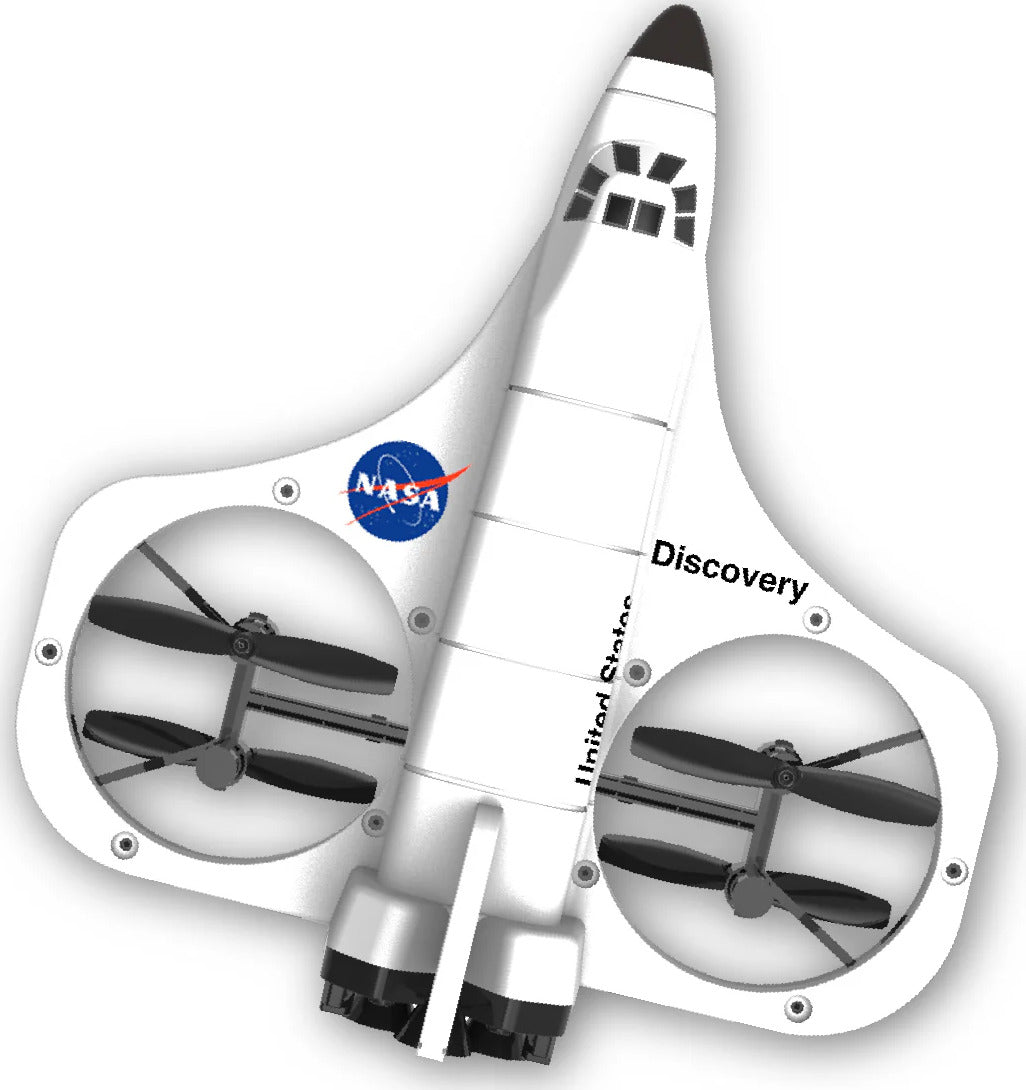 Space Shuttle Discovery with NASA logo on a white background