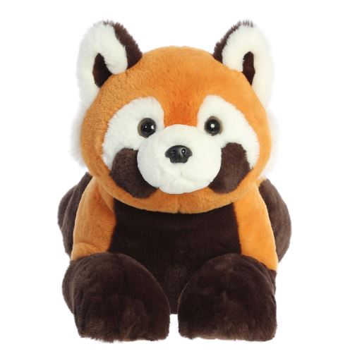 Plush toy red panda on a white background