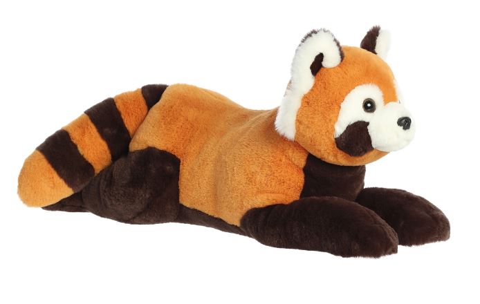 Plush toy red panda on a white background