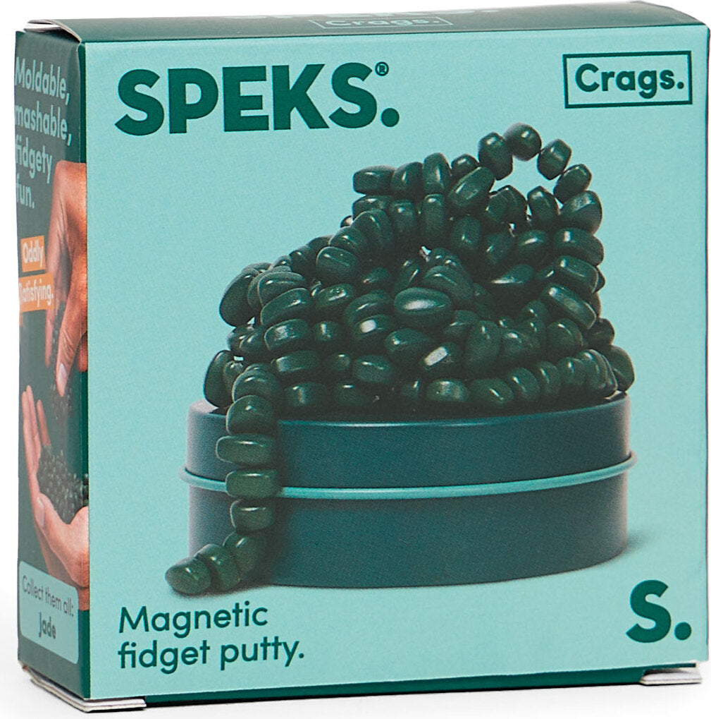 Speks Mini Matte Crags Jade packaging with green putty and text on a teal background