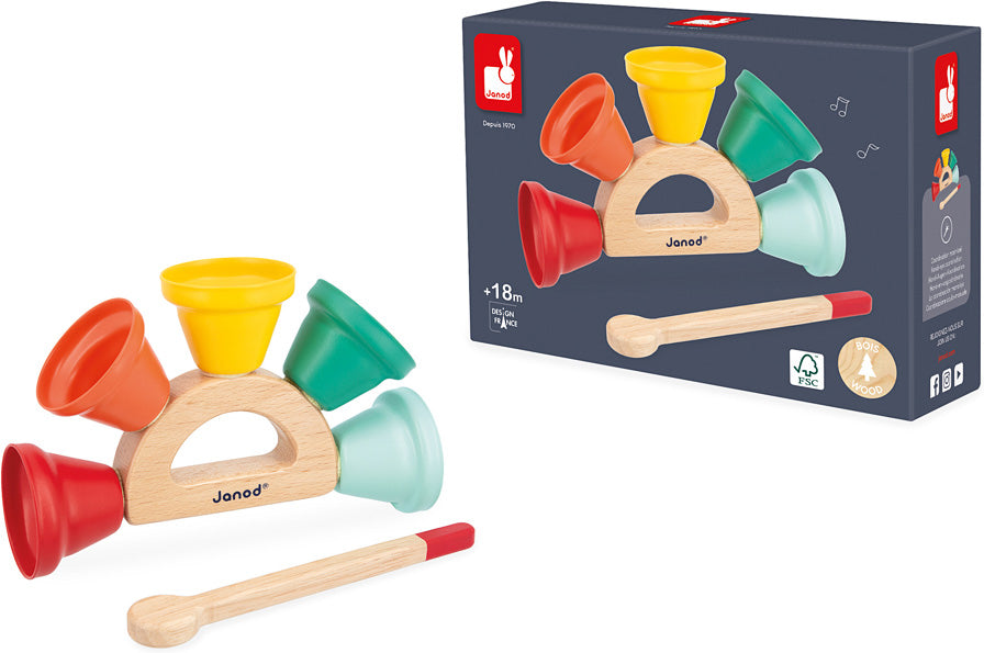 Colorful Musical Handbell packaging box on a white background