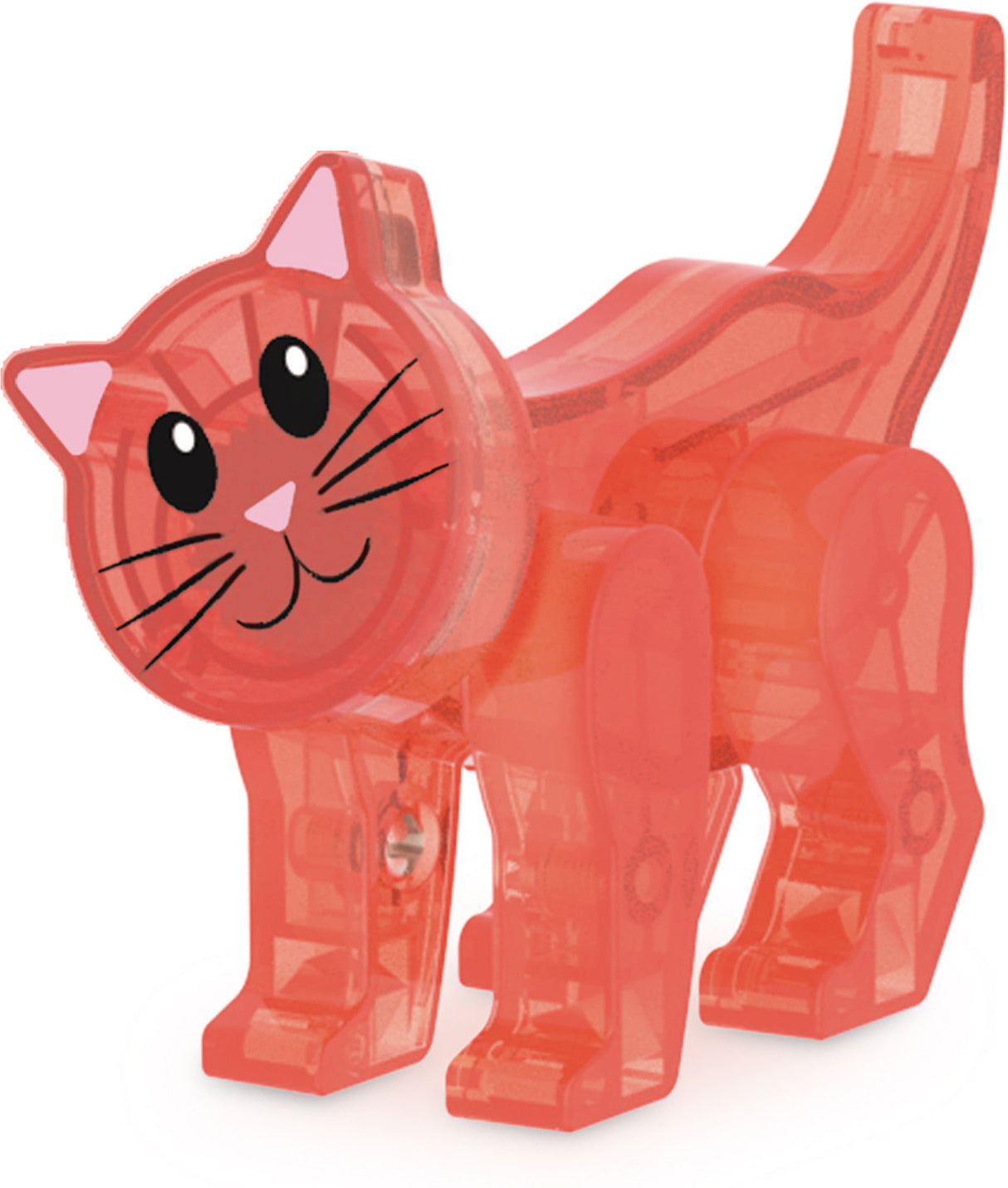 Magna-Tiles Cat Tree 13 Piece Set . Transparent red cat-shaped object on a white background