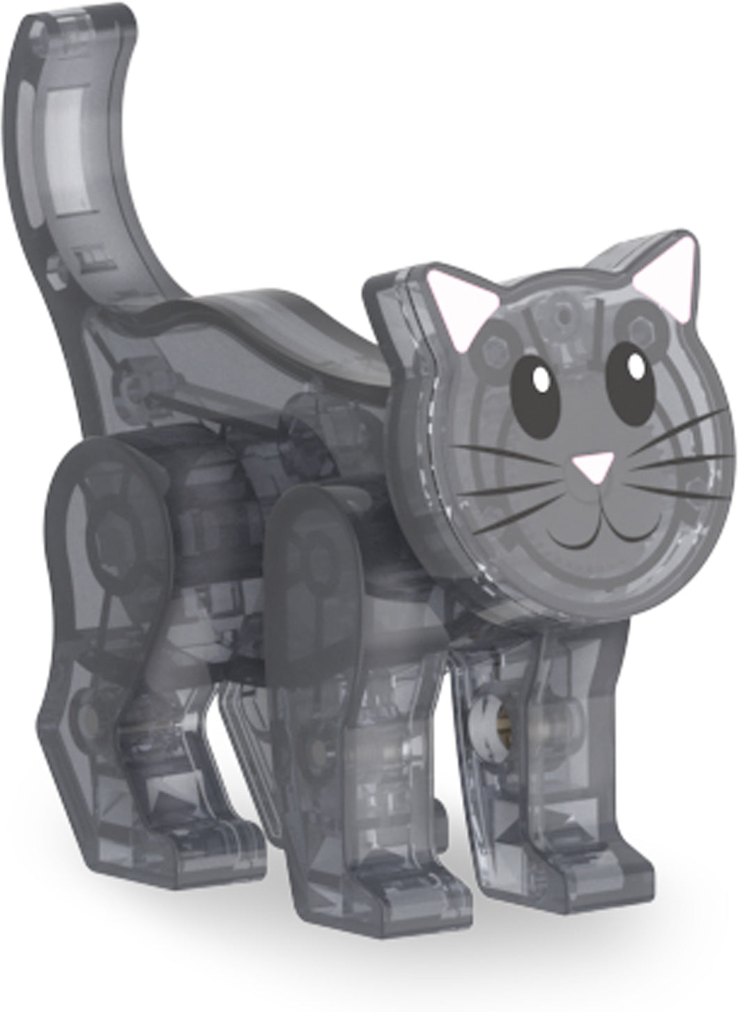 Magna-Tiles Pet Playhouse 50 Piece Set . Toy figure of a cat with a transparent body on a white background