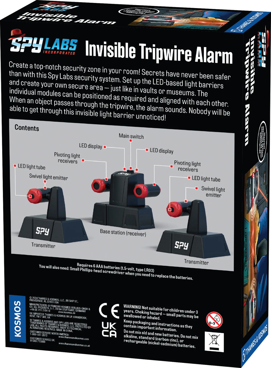 Spy Labs Invisible Tripwire Alarm packaging with diagram and product details.