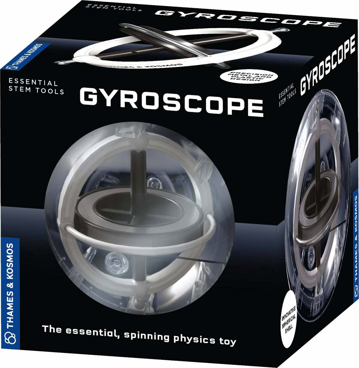Box of a The Thames & Kosmos Gyroscope toy with clear window