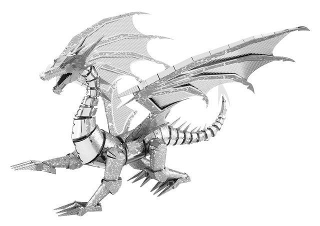 Metal Silver Dragon model on a white background