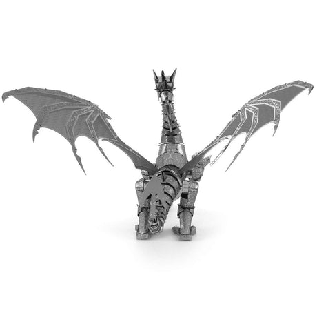 Metallic Silver Dragon model on a white background