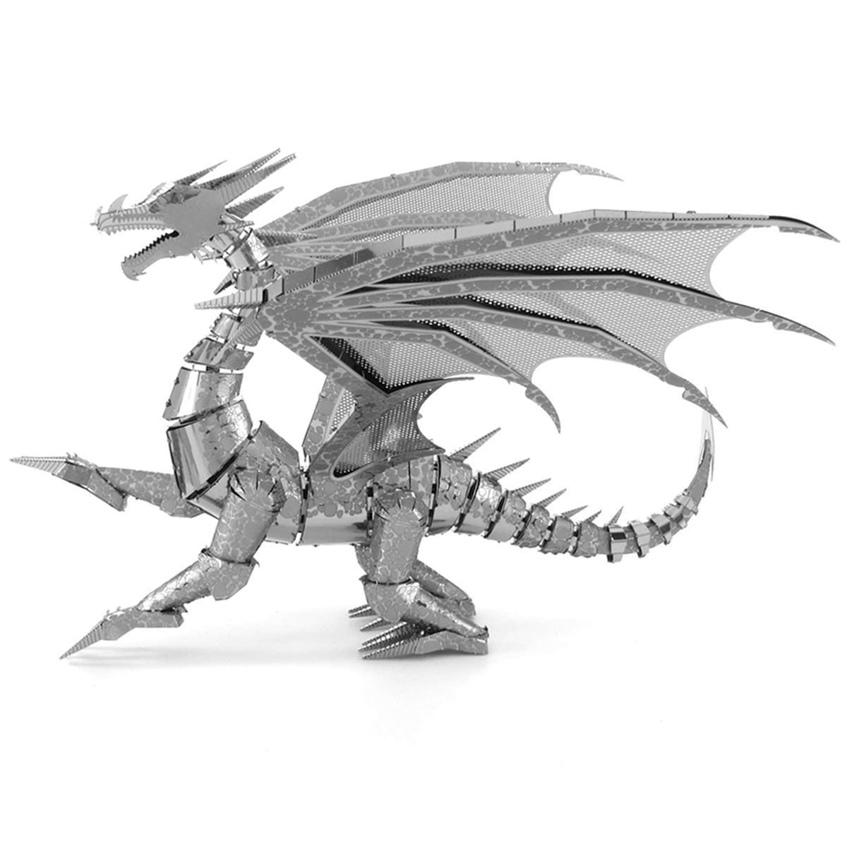 Metal Silver Dragon model on a white background