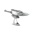 Metal model of the Enterprise NCC-1701 spaceship on a white background