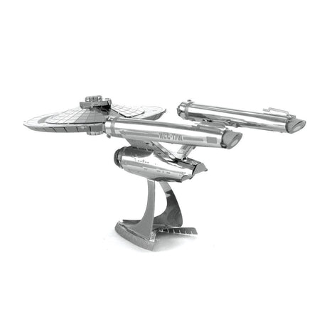 Metal model of the Enterprise NCC-1701  spaceship on a white background