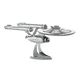 Metal model of the Enterprise NCC-1701  spaceship on a white background