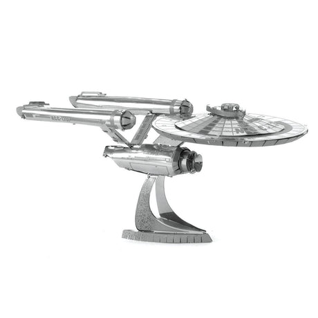 Metal model of the Enterprise NCC-1701  spaceship on a white background