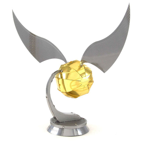 Metal model of a Golden Snitch with wings on a white background