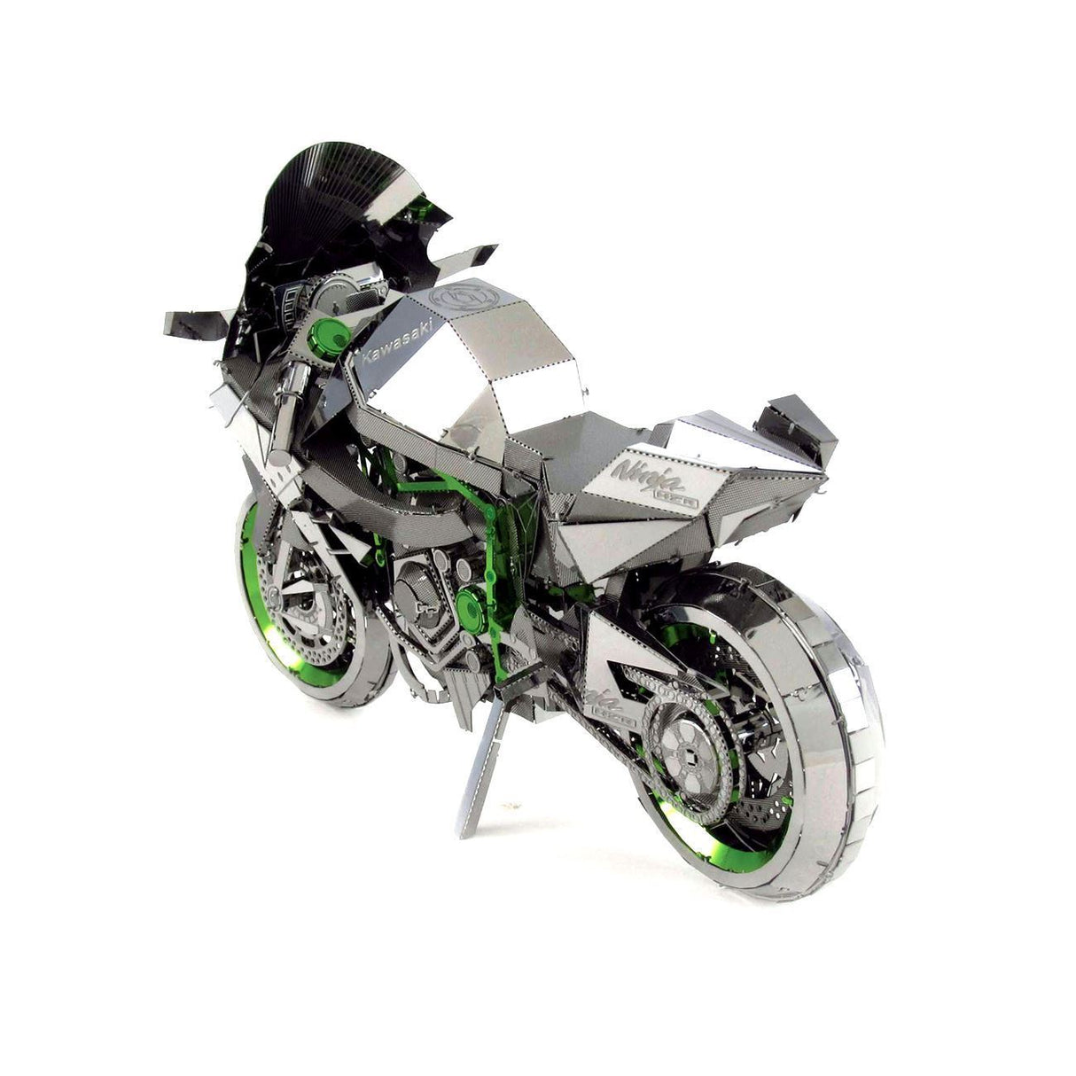 Metallic Kawasaki Ninja Motorcycle - Color model of a motorcycle on a white background
