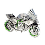 Metal Kawasaki Ninja Motorcycle - Color model of a motorcycle with green accents on a white background