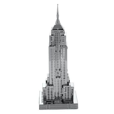 Metal model of the Empire State Building skyscraper on a white background