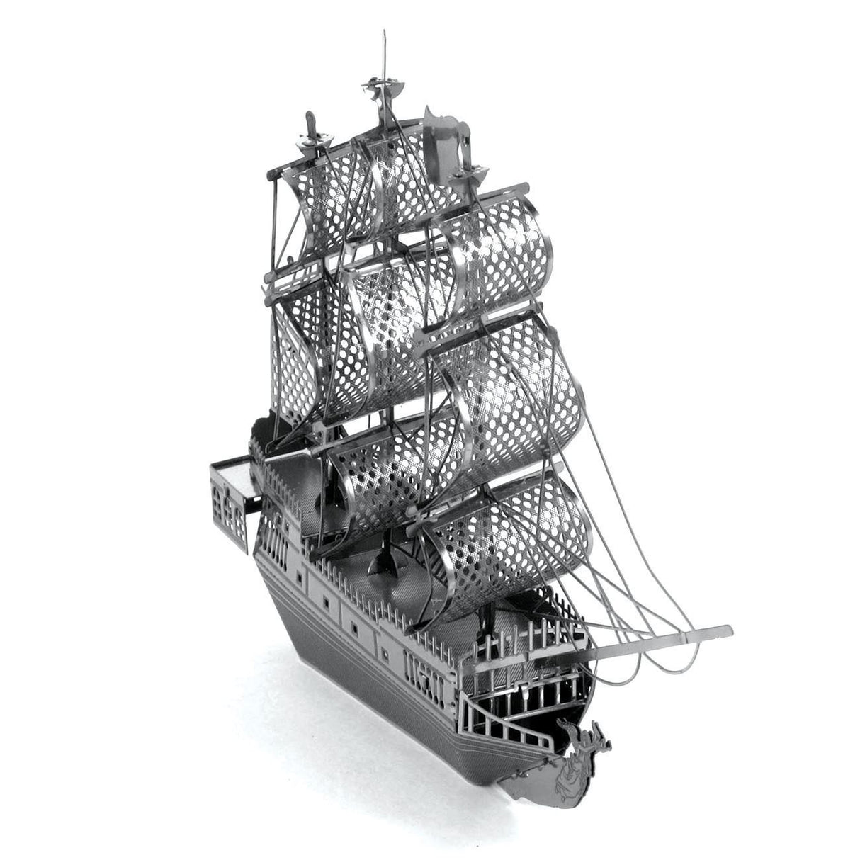 Metal model Black Pearl ship on a white background