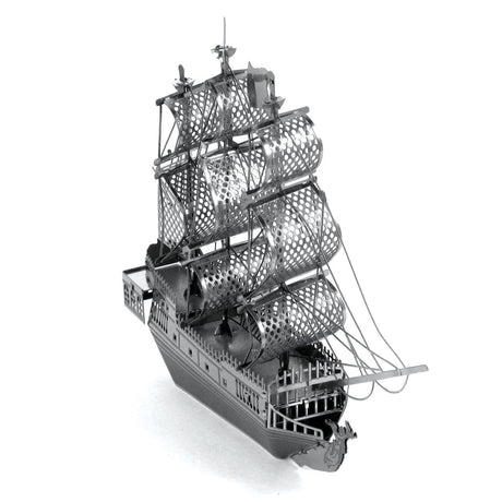 Metal model Black Pearl ship on a white background