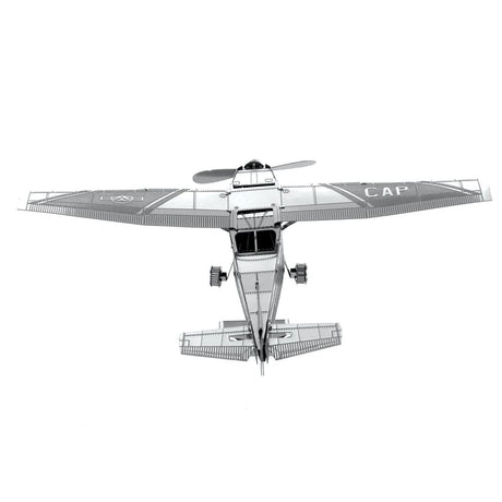 Metal model of a Cessna 172 of a two-seater airplane on a white background