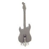 Silver metal model of a Electric Lead Guitar on a white background