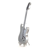 Silver metal model of a Electric Lead Guitar on a white background