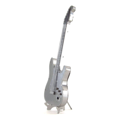 Silver metal model of a Electric Lead Guitar on a white background