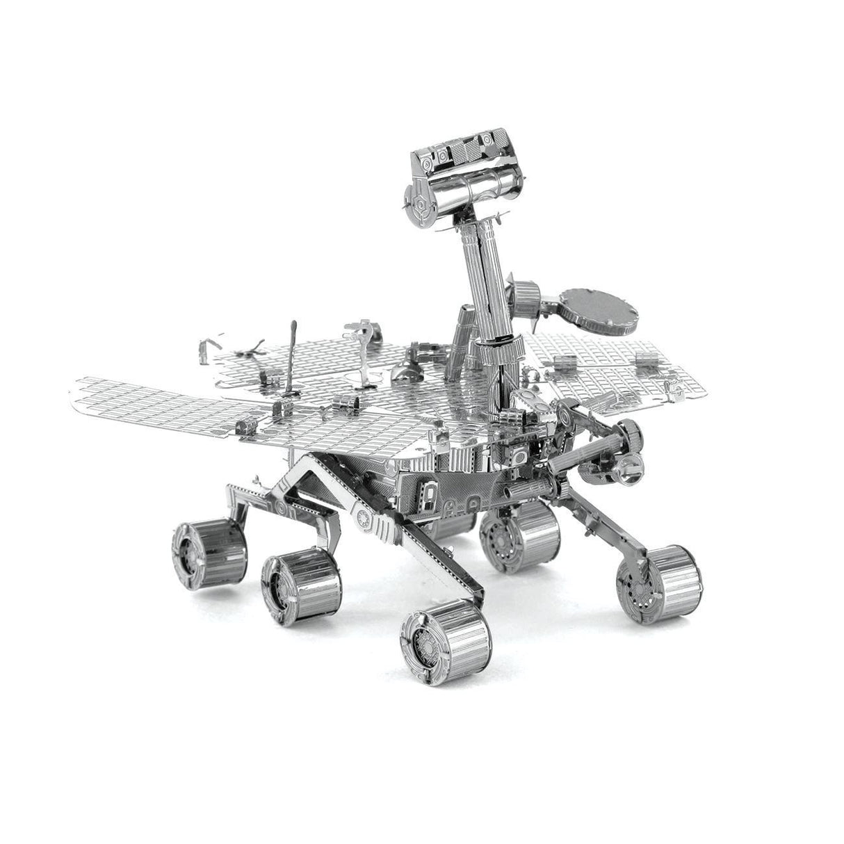 Metal model of the Mars Rover on a white background