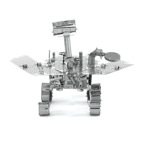 Metal model of the Mars Rover on a white background