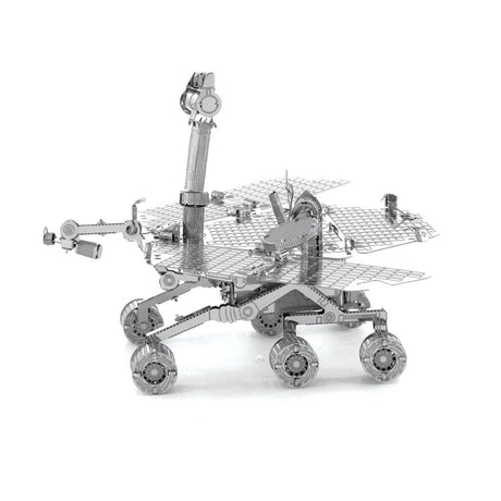 Metal model of the Mars Rover on a white background