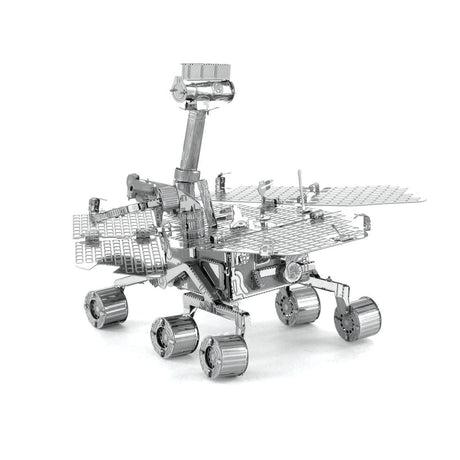 Metal model of the Mars Rover on a white background