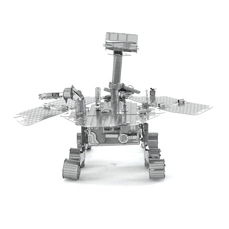 Metal model of the Mars Rover on a white background