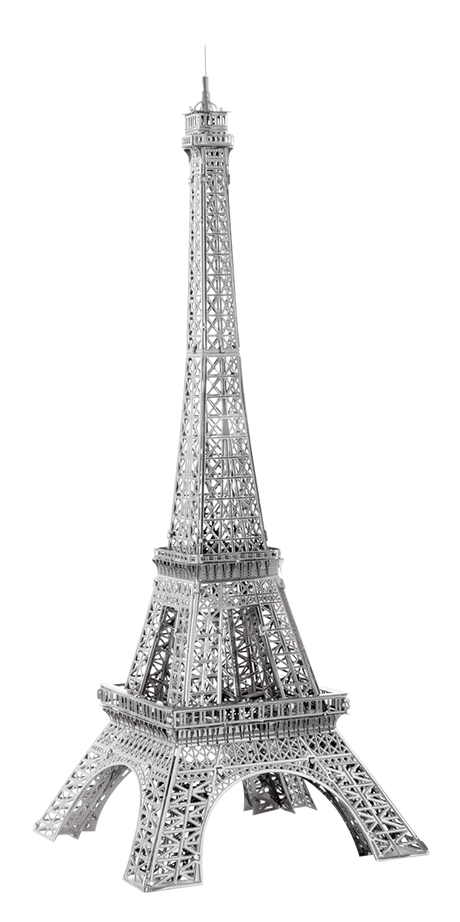 Model of the Eiffel Tower on a white background