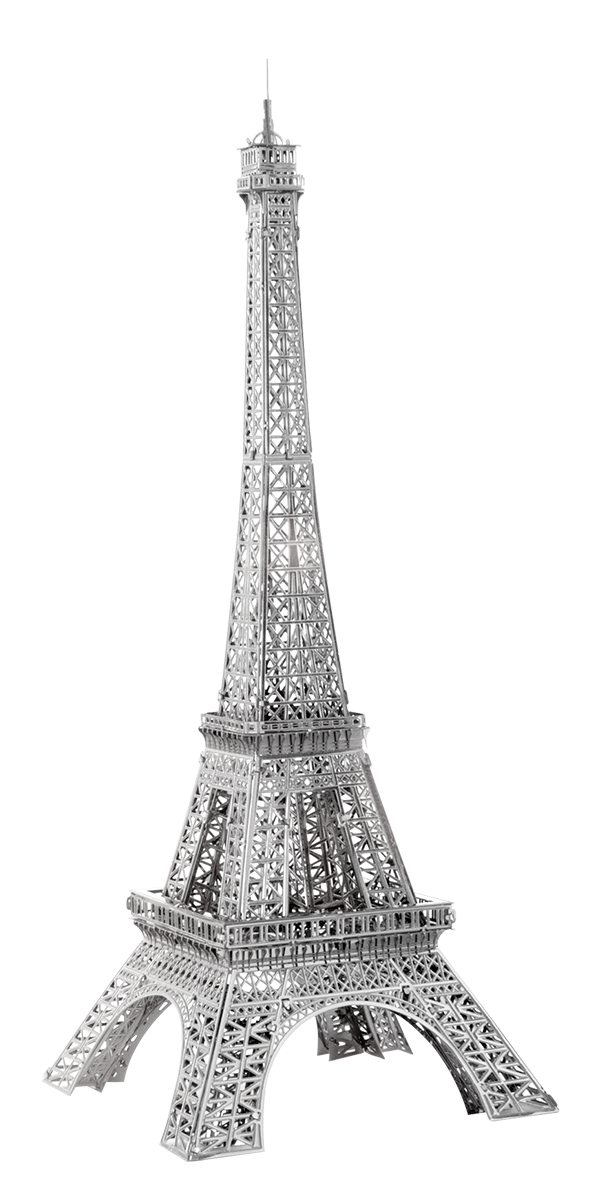 Model of the Eiffel Tower on a white background
