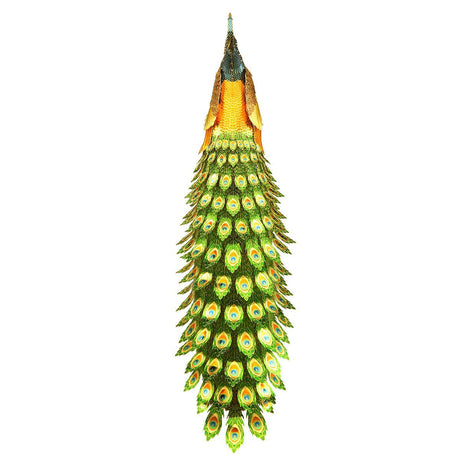 Metal Peacock feather decoration on a white background