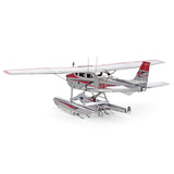 Metal model of a Cessna 182 Floatplane on a white background
