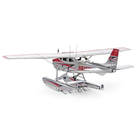 Metal model of a Cessna 182 Floatplane on a white background