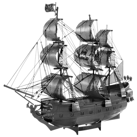 Black Pearl Ship - Black model of a pirate ship on a white background