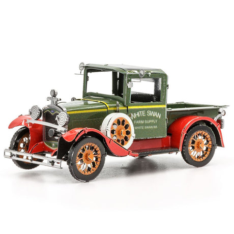 Metal model of a 1931 Ford Model A truck with 'White Swan Farm Supply' branding on a white background