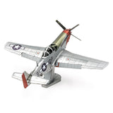 Metal model of a P-51D Mustang Sweet Arlene airplane on a white background