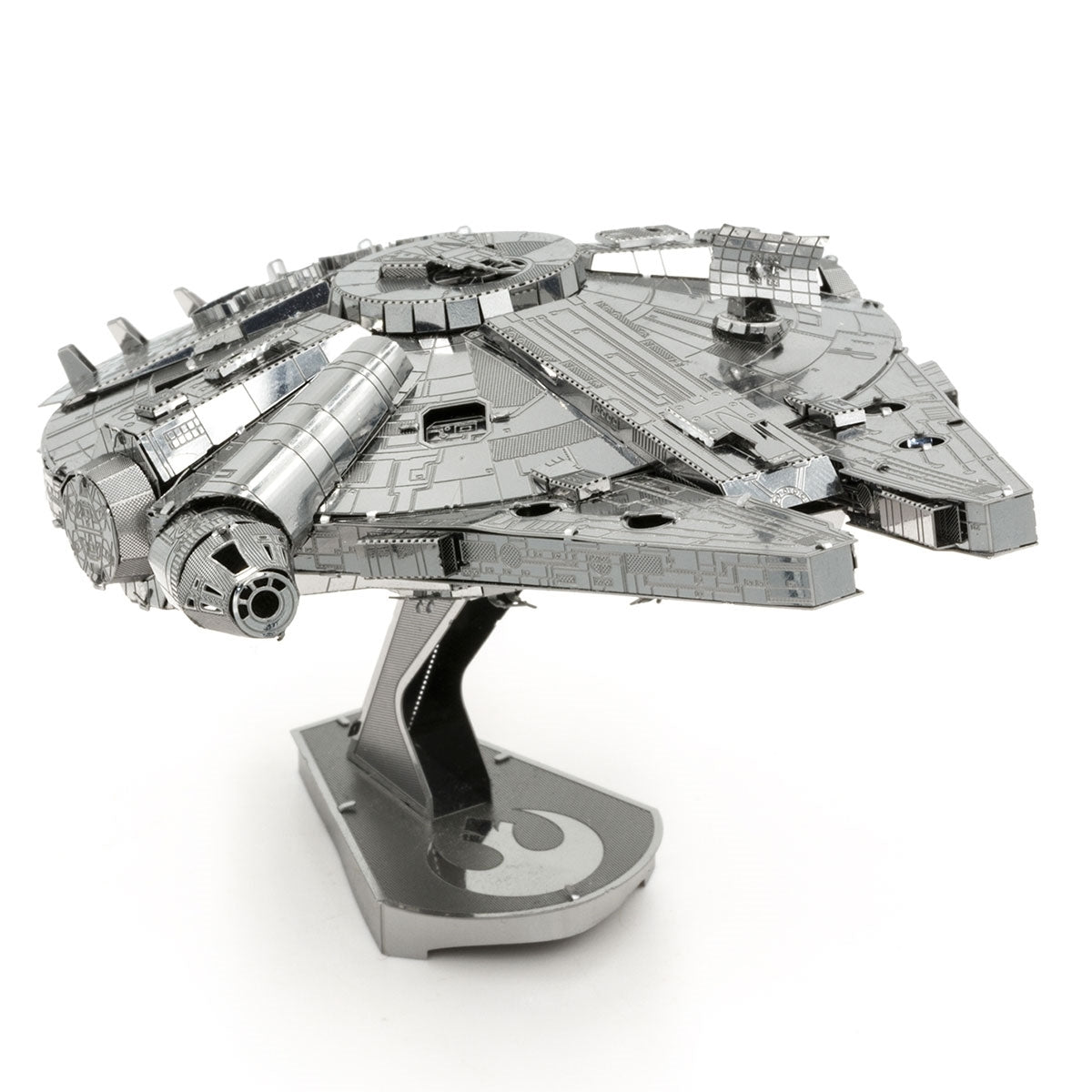 Metal model of the Millennium Falcon  on a white background