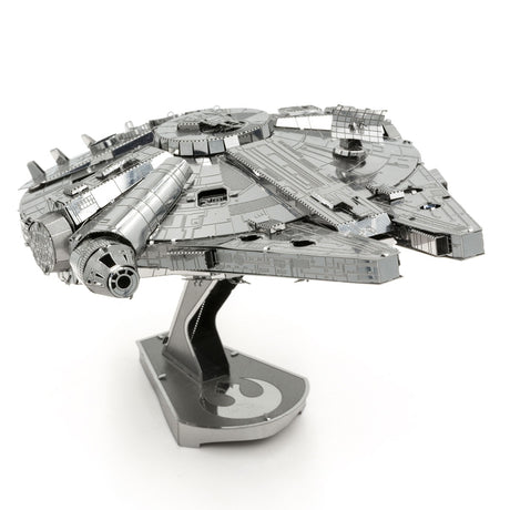 Metal model of the Millennium Falcon  on a white background